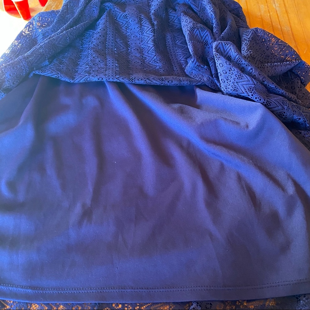 🌊 No Boundaries, Size Large (11-13), Color Navy Blue, Lace Like Dress - Picture 7 of 14